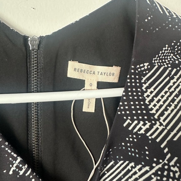 NEW Rebecca Taylor Black and White Printed A Line Fit & Flare Sheath Dress Sz 0 - Picture 4 of 6